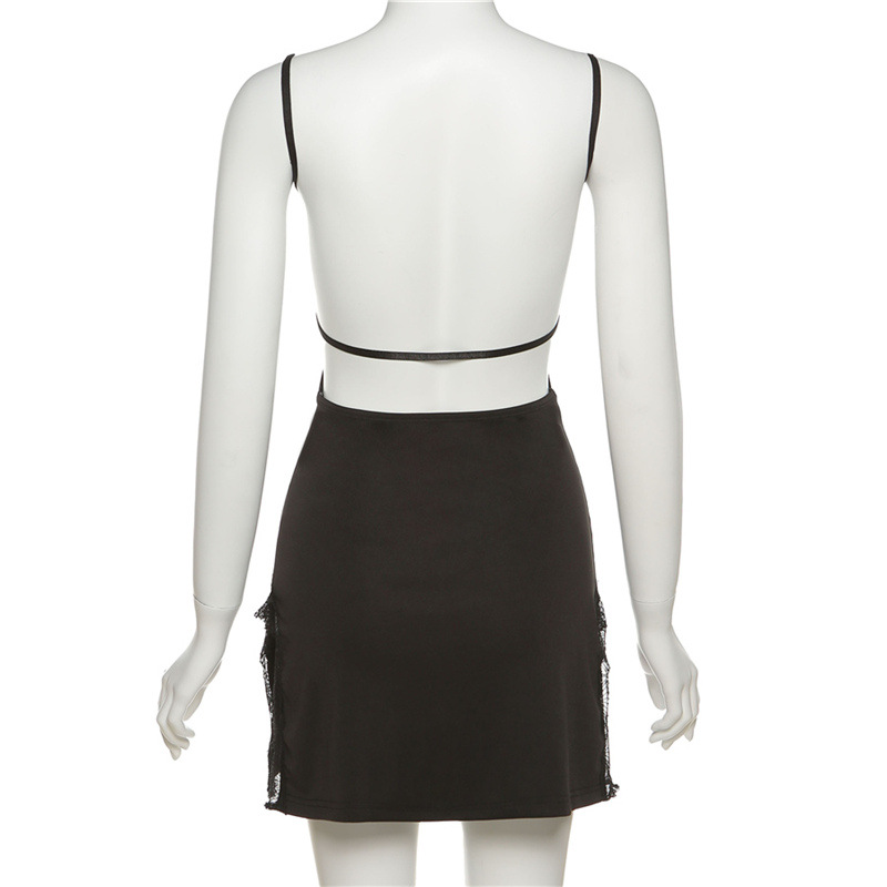 DUNEA Đầm hai dây thiết kế hở lưng cắt xẻ quyến rũ thời trang dành cho nữ