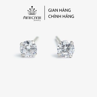 Bông Tai Nụ Đá 4 Chấu Chốt Bạc Ta - Thương Hiệu Minh Canh Jewelry
