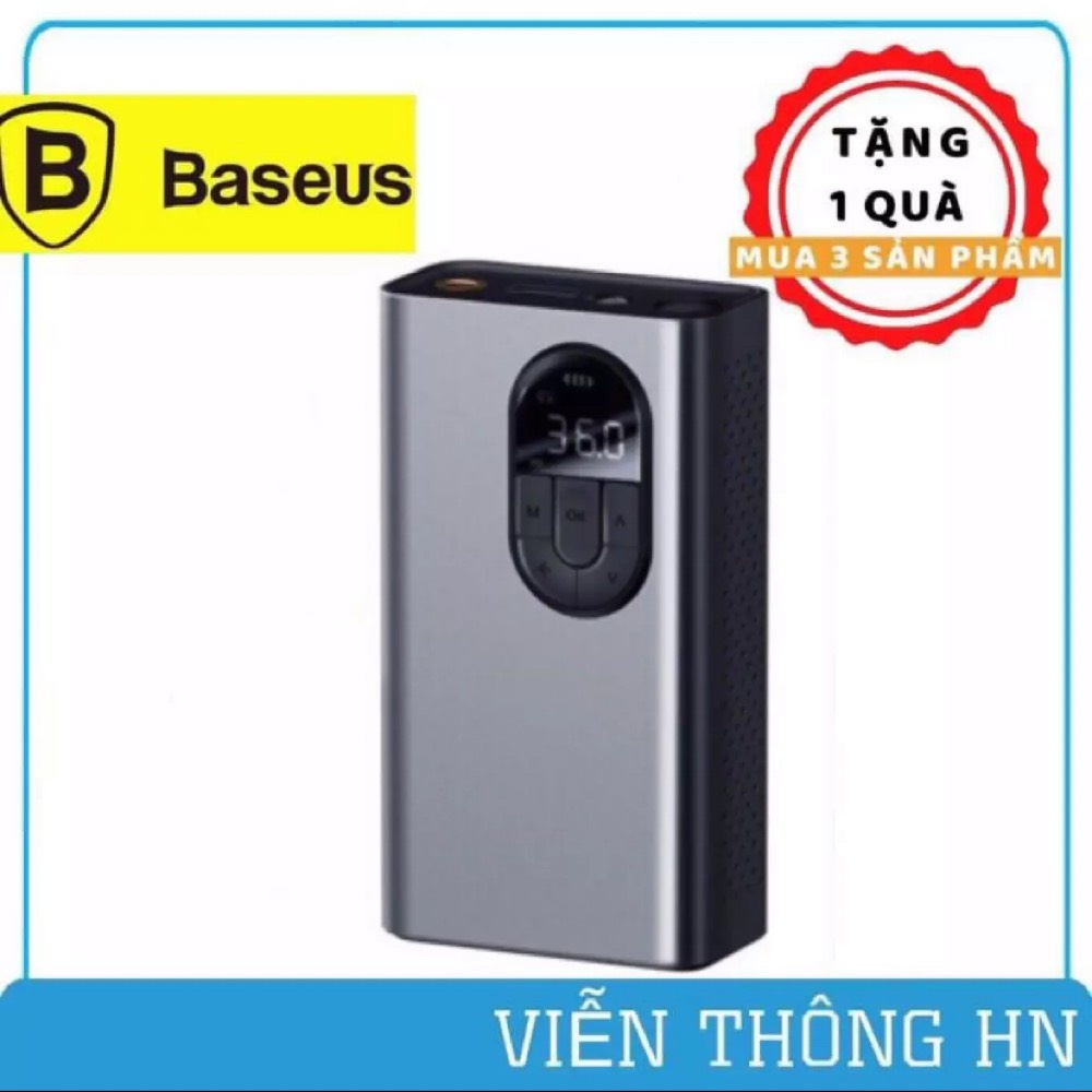 ☌☍Máy bơm lốp ô tô cầm tay Baseus 7500mAh vỏ nhôm - điện tử tích mini dùng cho xe hơi đạp