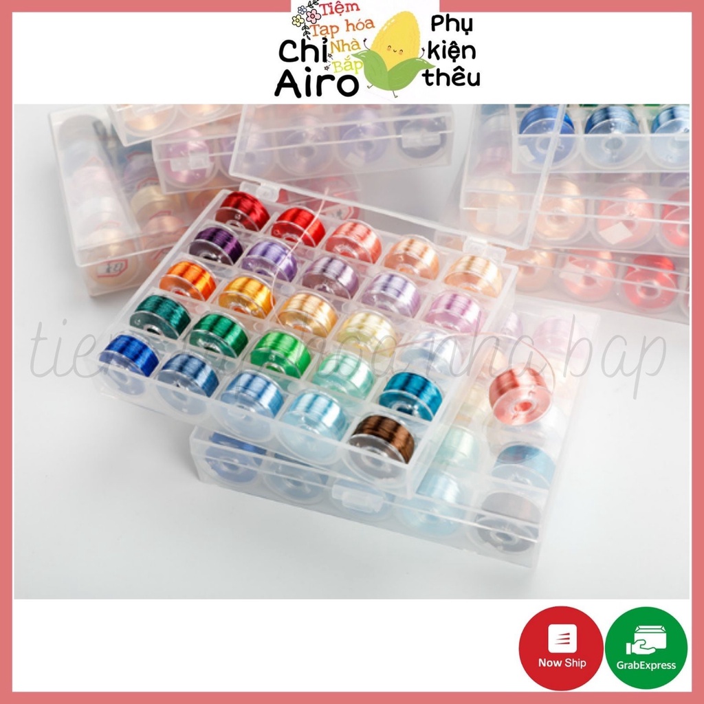 Hộp 25 Cuộn Chỉ Tơ Bóng Phản Quang làm Triền Hoa Quấn Hoa Handmade