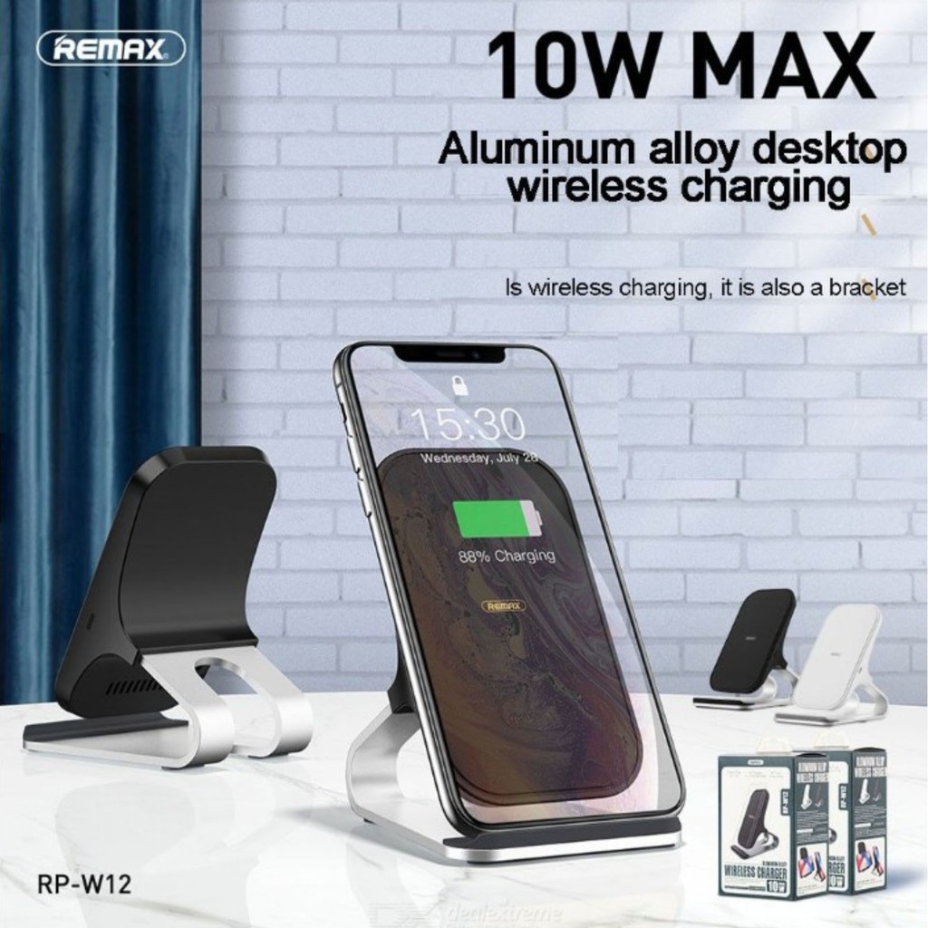 Đế Sạc Không Dây Remax RP-W12 Chuẩn Qi Sạc Nhanh 10W Cho iPhone 12 Pro Max 11 Pro XS X 8P 8 Samsung NOTE 10 S10 S20 Vâng