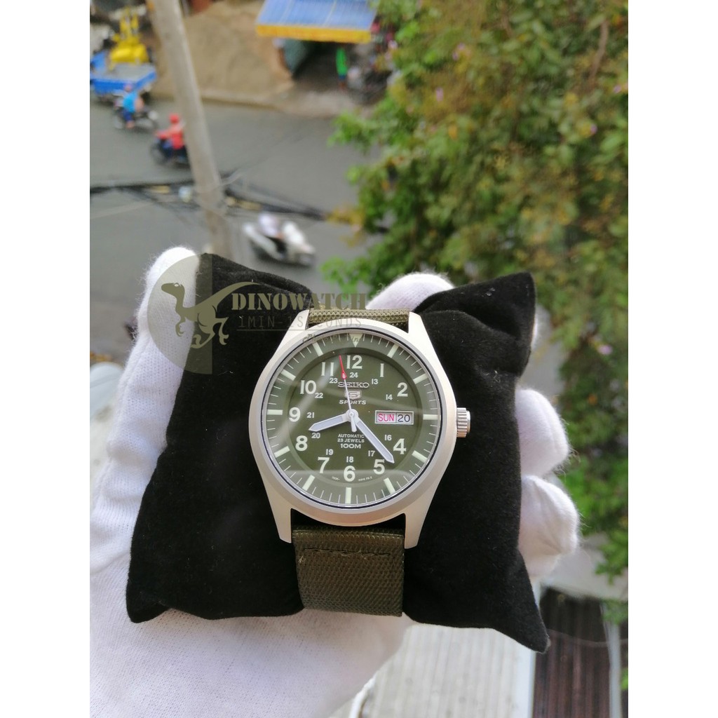 Đồng Hồ Nam Seiko 5 Sport SNZG09J1 , Dây Nato Xanh Rêu , Máy Cơ