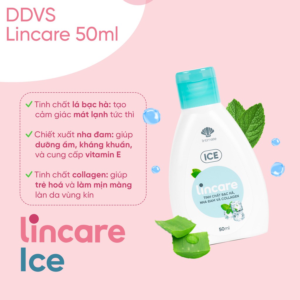 Dung dịch vệ sinh phụ nữ Lincare Ice Bạc hà mát lạnh 24H (Gel, 50ML)