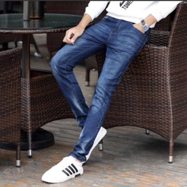 Siêu phẩm Jean nam co giãn mài xanh sáng mài nhẹ J009