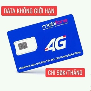SIM 4g Mobifone MAX BĂNG THÔNG  Không giới hạn dung lượng Dip50