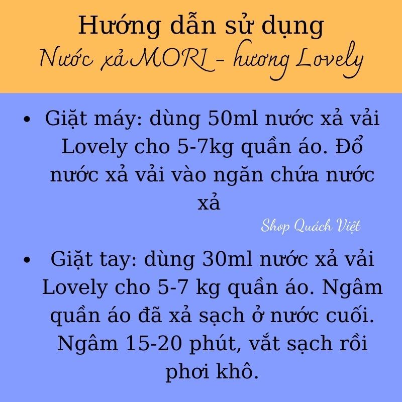 Nước xả vải MORI hương lovely, xả làm mềm vải, can 5L, quachviet208