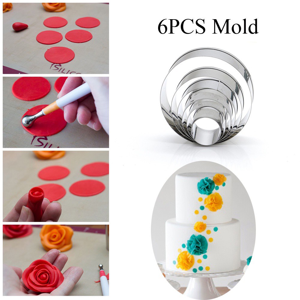 CONOPERY Bộ 6 Khuôn Cắt Bánh Quy Hình Tròn Bằng Thép Không Gỉ Diy