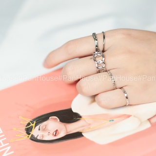 Set nhẫn nữ 5 chiếc basic màu vàng gold panhouse