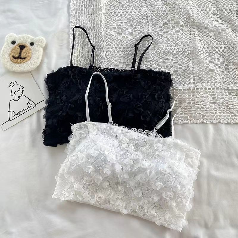 Áo Lót Ống Phối Ren Hoa Có Mút Đệm Ngực Dành Cho Nữ