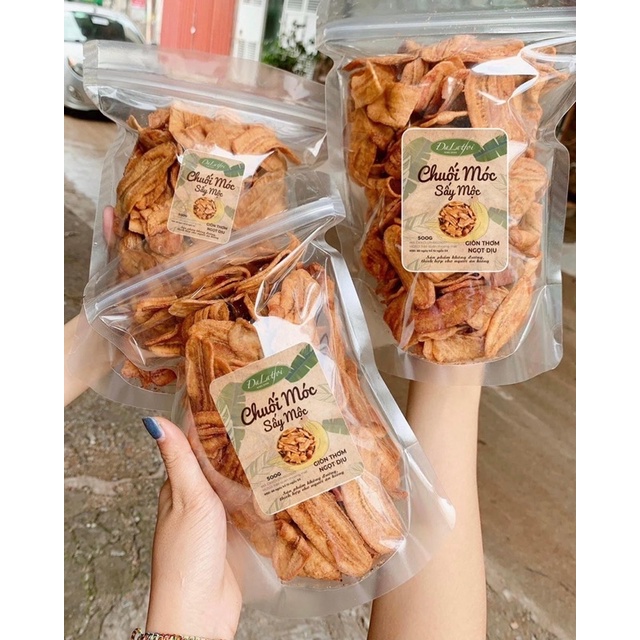 Chuối móc Đà Lạt sấy mộc không đường gói 500gram