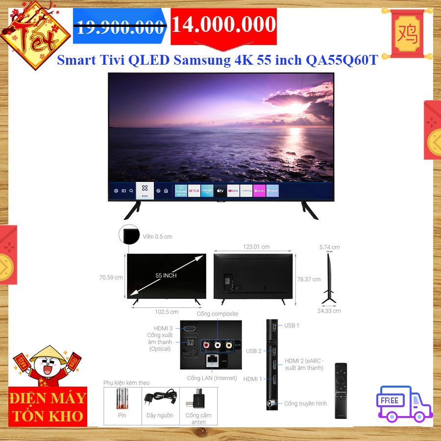 Smart Tivi QLED Samsung 4K 55 inch QA55Q60T