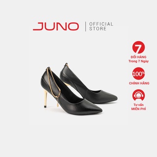   Giày Cao Gót Nữ Thời Trang 9cm JUNO Pump Quai Xích Trang Trí Cổ Chân CG09133