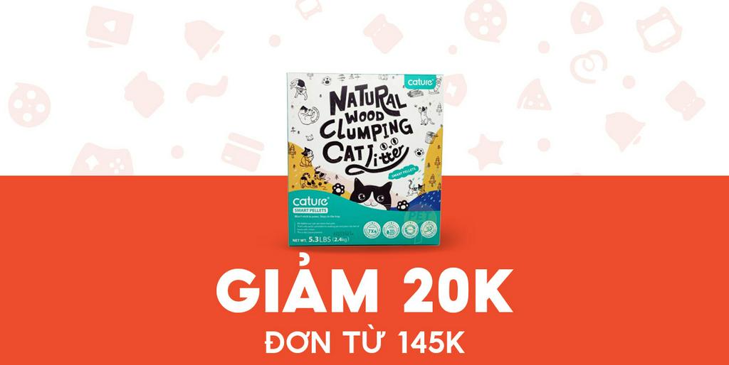 - PetCity - Giảm 20K cho Cát gỗ Cature tự nhiên cho mèo 2.4kg