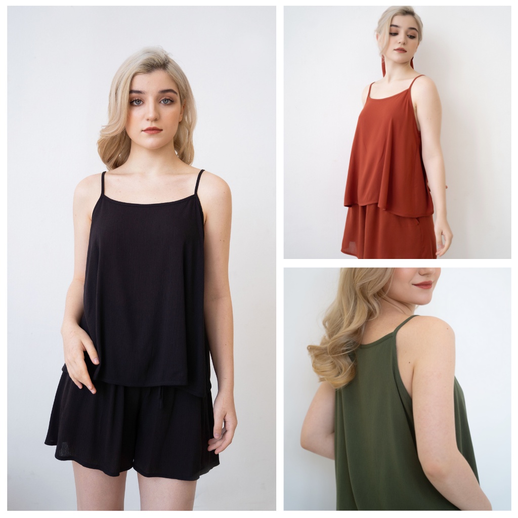 Đồ bộ nữ hai dây, quần đùi Mawo chất liệu cotton nhăn cao cấp