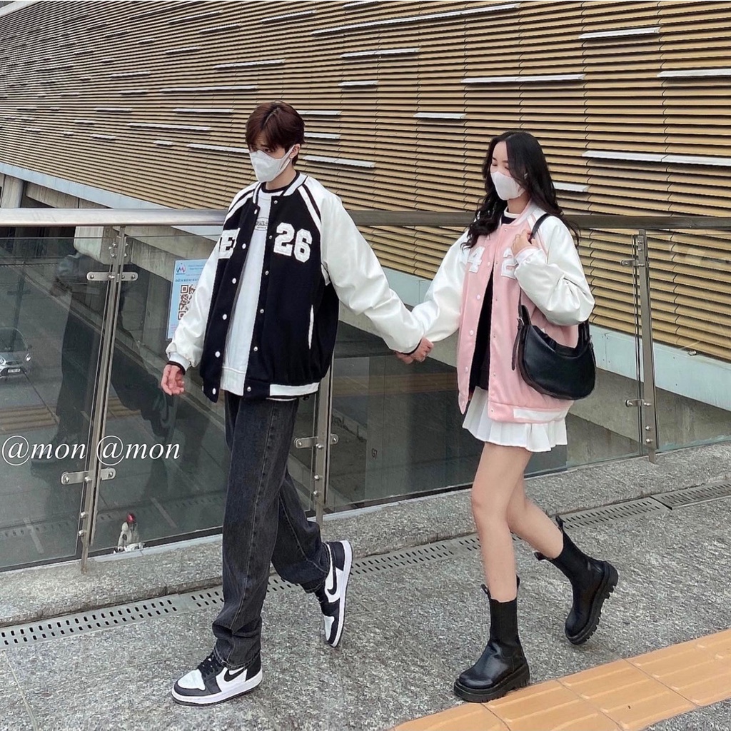 210777 Áo bomber dạ phối tay da nữ, áo khoác nữ thời trang ulzzang 2 màu freesize | BigBuy360 - bigbuy360.vn