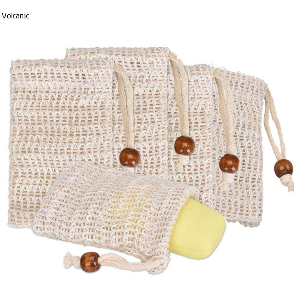 Túi Lưới Đựng Xà Phòng Tẩy Tế Bào Chết Bằng Sợi Cotton Lanh Tự Nhiên Thân Thiện Với Môi Trường