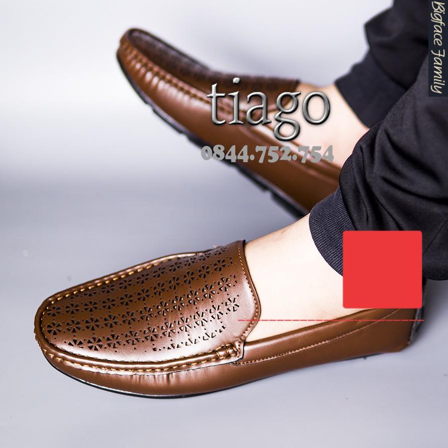 giày mọi nam da cắt laze tạo lỗ thoáng khí mát mẻ cho mùa hè đế cao su khâu siêu bền chống nước tốt -m9