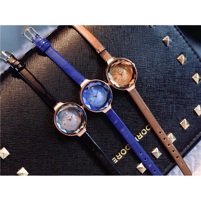 ĐỒNG HỒ NỮ DÂY DA YUHAO MẶT ĐÁ KIM CƯƠNG 3D SIÊU ĐẸP