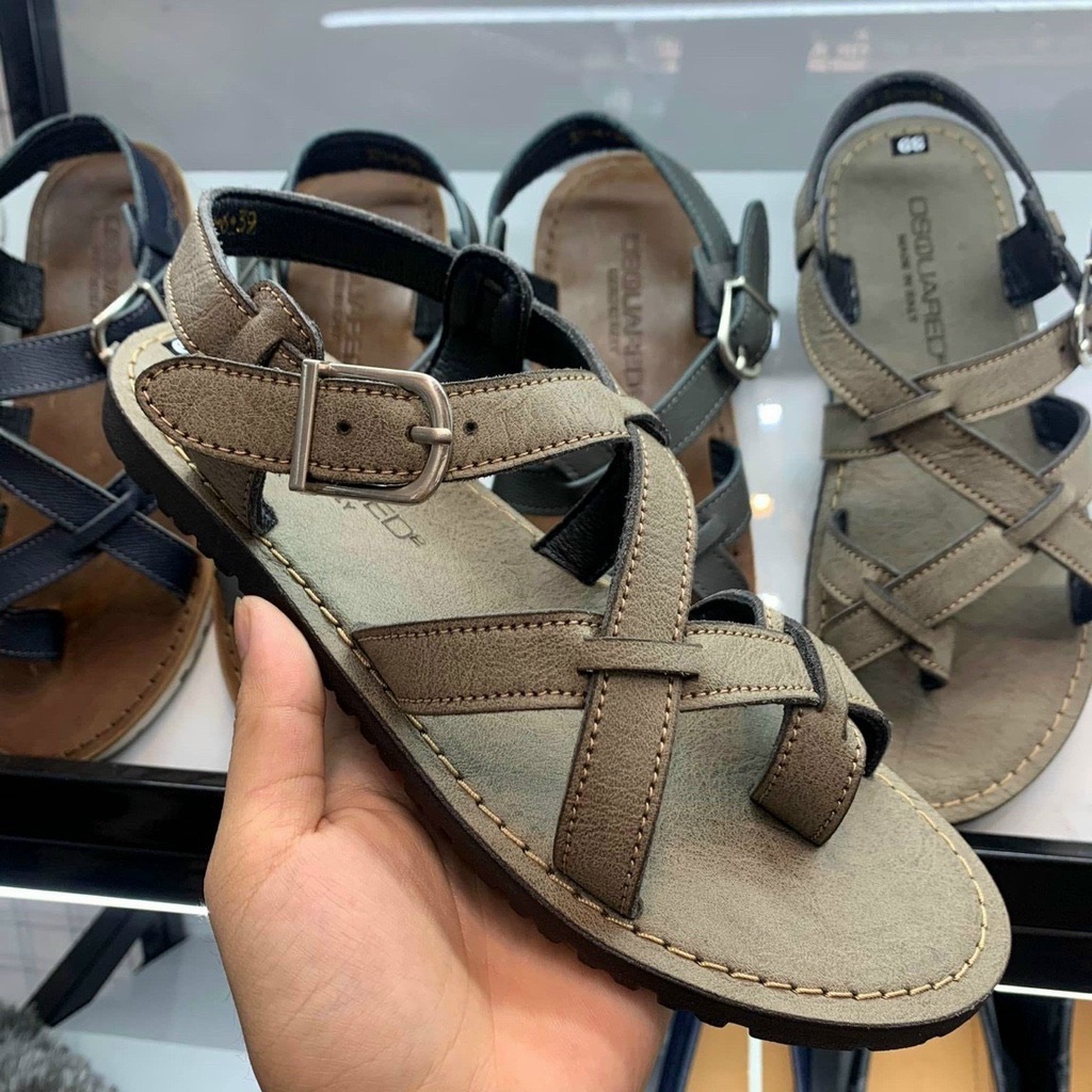 Dép sandal xăng đan DSQ quai hậu da, dép xỏ ngón văn phòng, đi học đi làm da mềm cực chất đủ các màu
