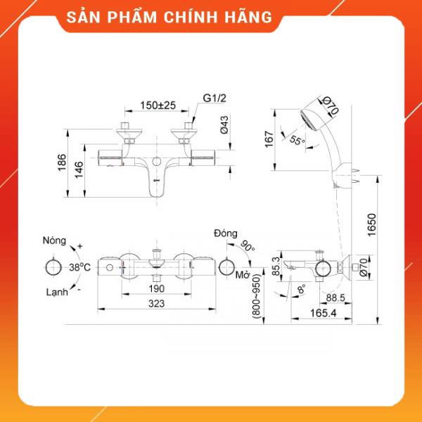 Bộ sen tắm nhiệt độ tự động INAX BFV-3413T-3C,BFV-3413T-4C BFV-3413T-7C, BFV-3413T-8C