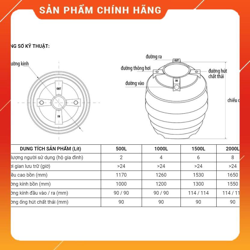 (FREESHP) Bồn tự hoại Đại Thành, bảo hành 50 năm