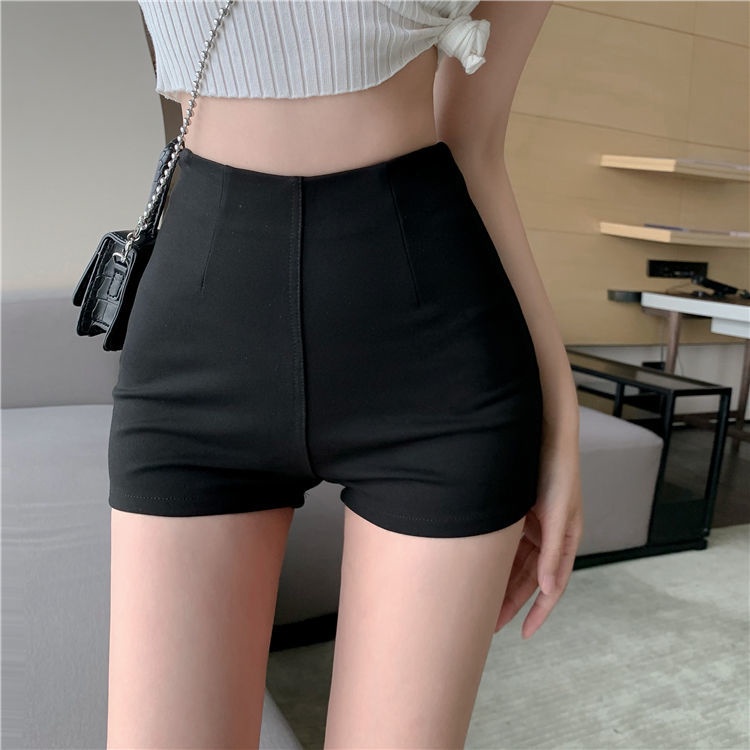 Quần Short Legging Lưng Cao Co Giãn Màu Đen Gợi Cảm Cho Nữ