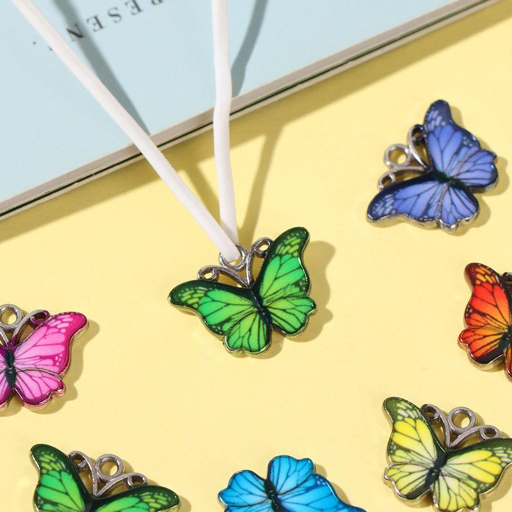 Set 10 Mặt Vòng cổ Hình Bướm Bằng Hợp Kim Tráng Men Thủ Công Nhiều Màu