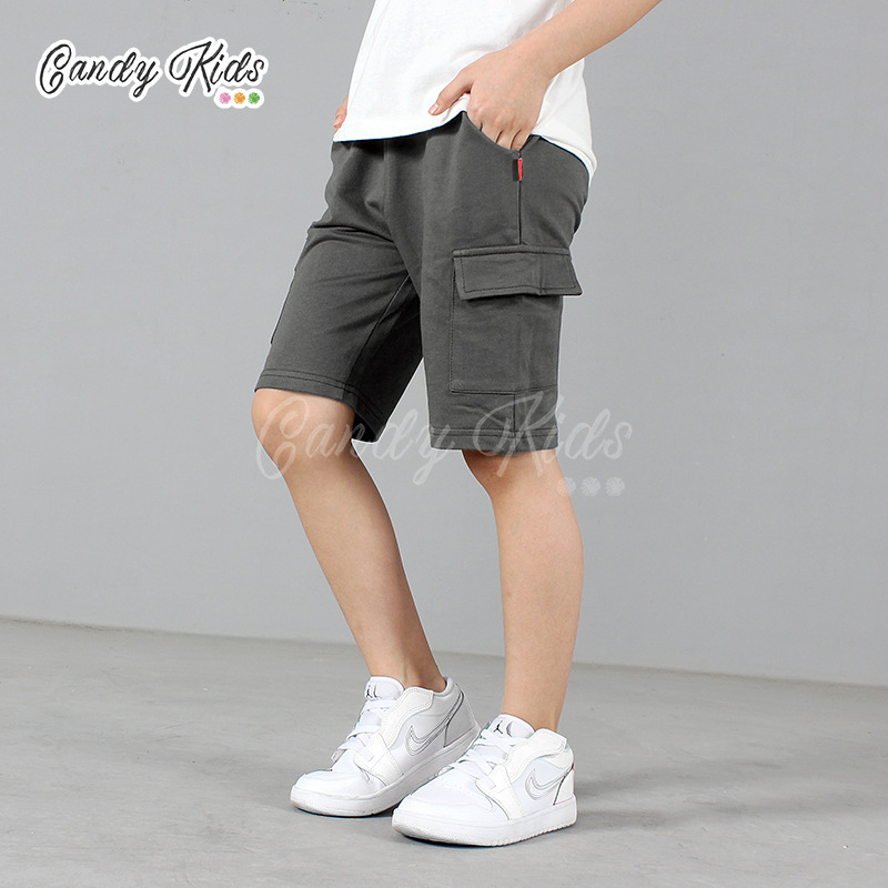 Quần Short Cotton Màu Trơn Thiết Kế Đơn Giản Cho Bé Trai 7-11 Tuổi