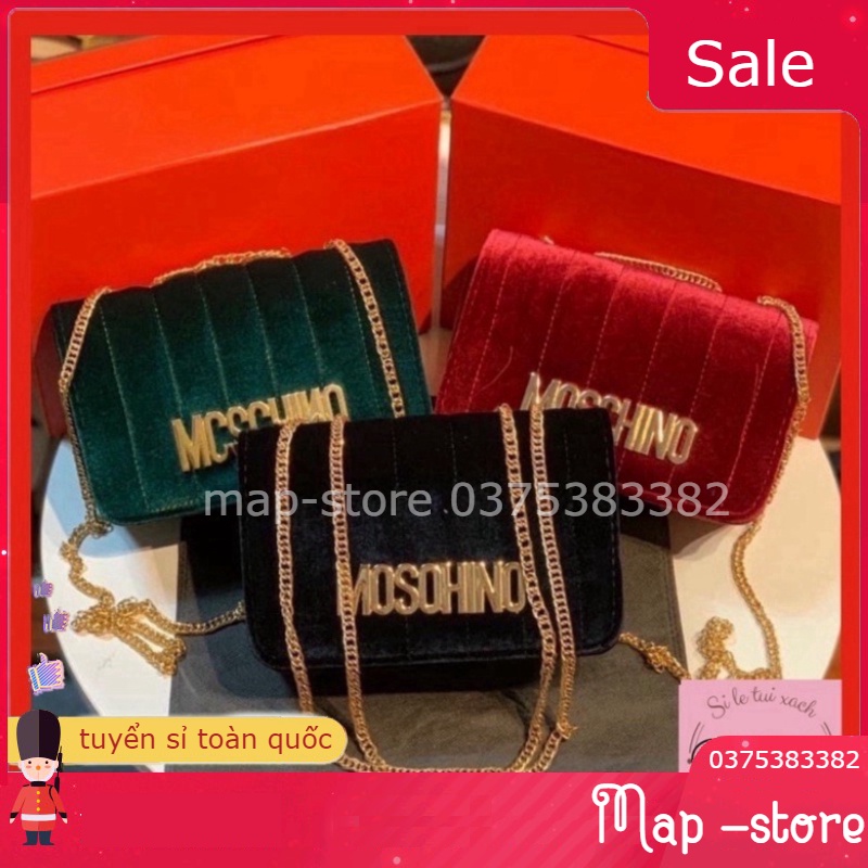 Túi xách nữ mochino nhung sang chảnh giá rẻ phù hợp dạo phố dự tiệc -MAP store tuyển sỉ toàn quốc