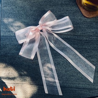 Kẹp tóc nơ voan viền lụa dáng dài - Kẹp tóc Handmade HATI
