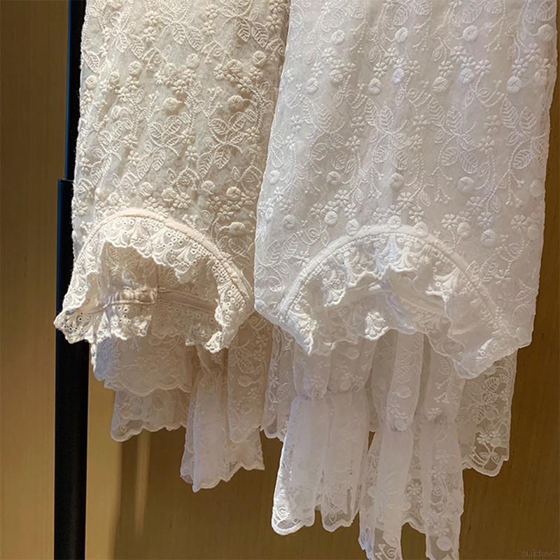 Áo kiểu tay dài phối ren thiết kế tinh tế thời trang cho nữ | BigBuy360 - bigbuy360.vn