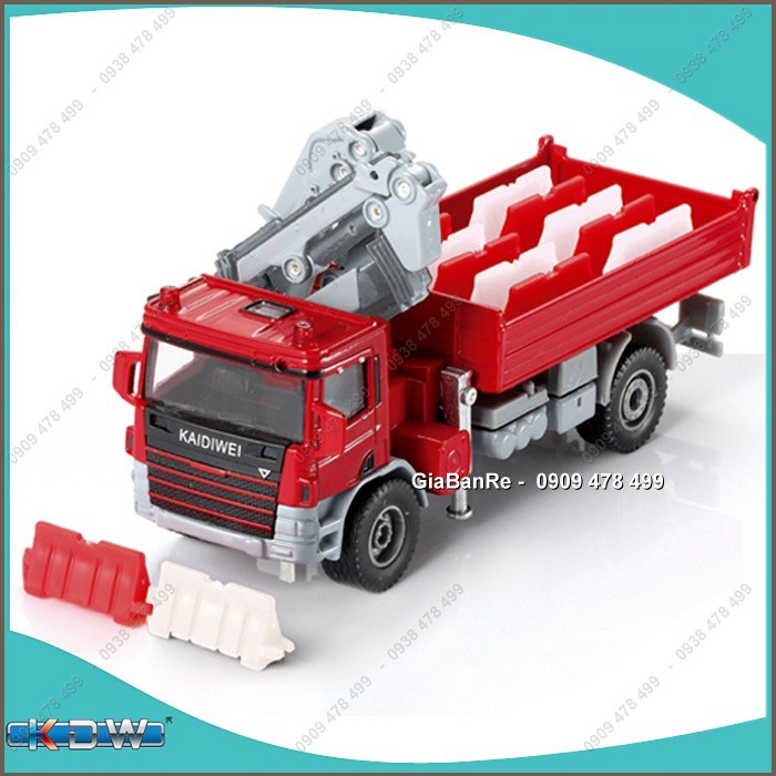 Mô Hình Kim Loại Xe Ben Chở Hàng Có Cần Cẩu Đa Dụng Tỉ Lệ 1:50 - Đỏ - 9911.1