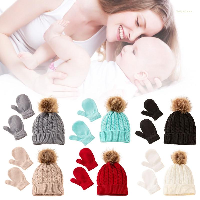 Set mũ len và găng tay len màu sắc xinh xắn thời trang dành cho các bé