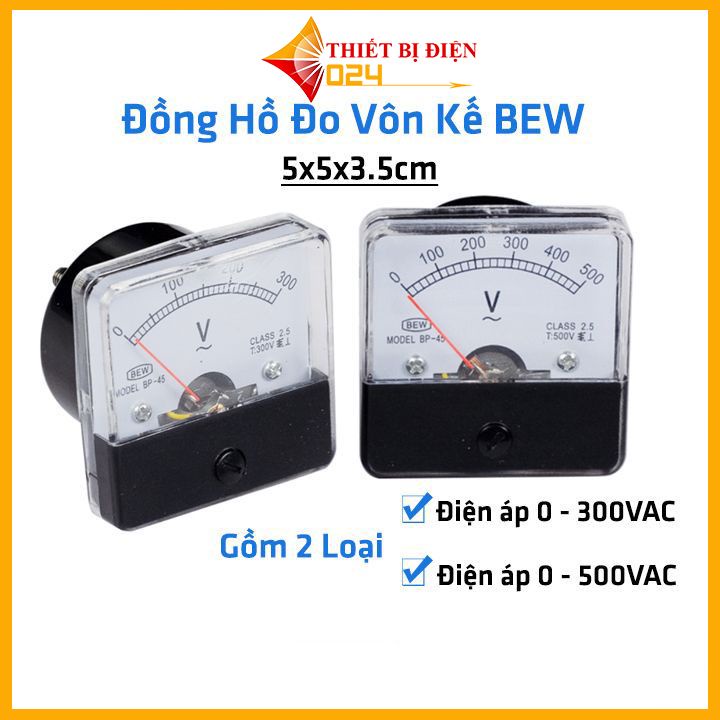 Đồng hồ đo vôn kế xoay chiều BEW 5x5x3.5Cm