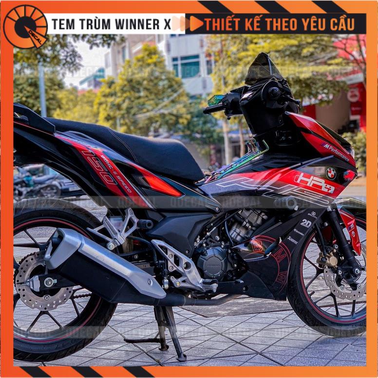 Tem trùm Winner X decal 3 lớp phong cách HP4 đỏ đen cá tính thiết kế theo yêu cầu