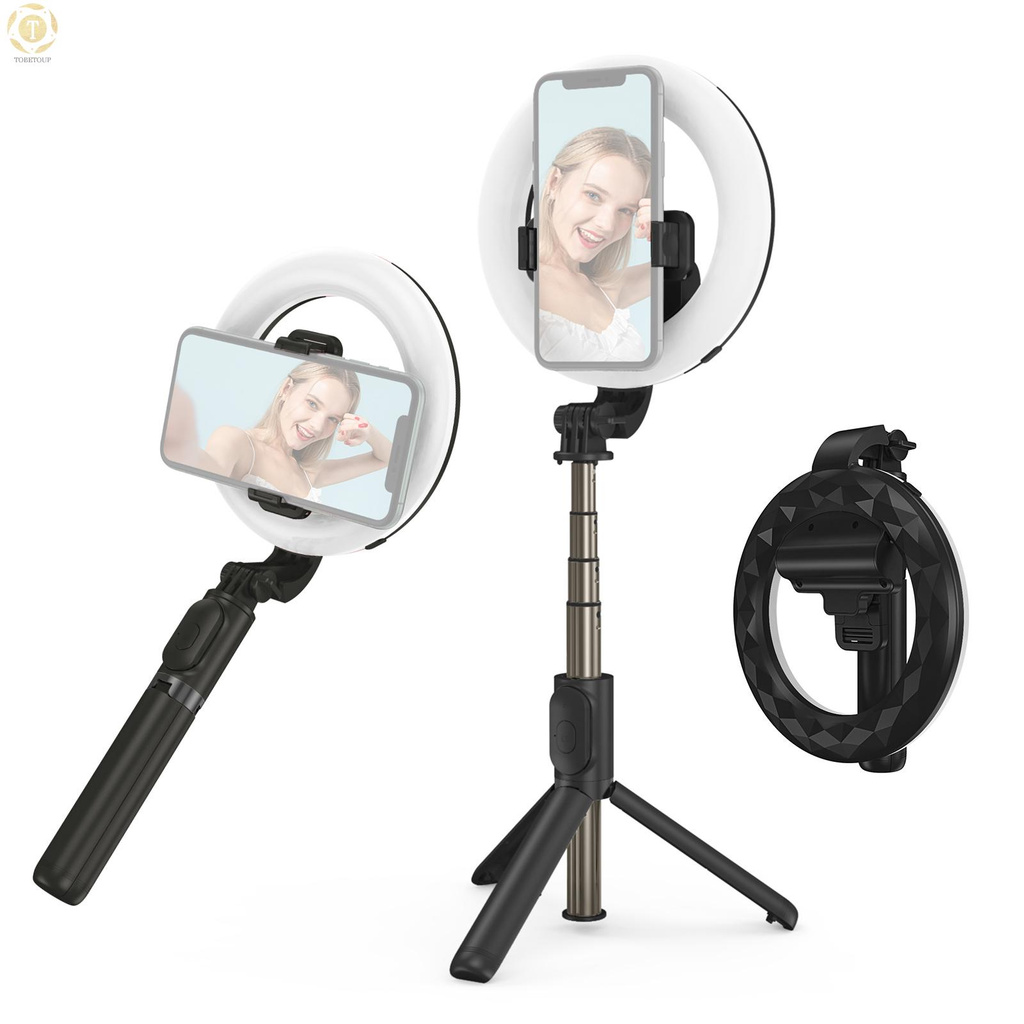 Gậy Chụp Ảnh Selfie Đa Năng 4 Chân 6 Inch 9 Cấp Độ Điều Chỉnh Được Nhiệt Độ 12h Với Vòng Đèn Lớn Có Thể Kéo Dài