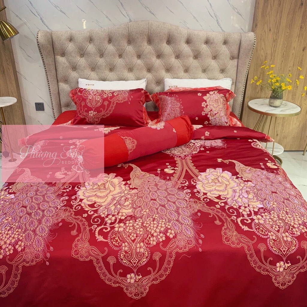 Bộ Chăn Ga Gấm Lụa 5 Món Hoàng Gia Cao Cấp