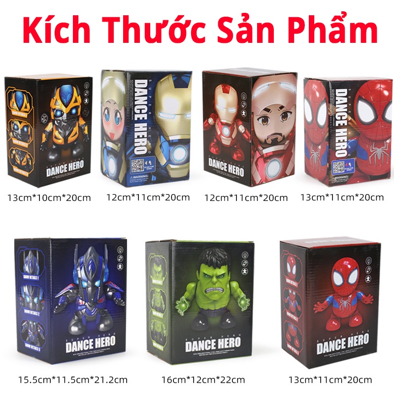 Robot đồ chơi nhảy múa cho bé, siêu anh hùng Ironman người nhiện spiderman phát nhạc cho trẻ em