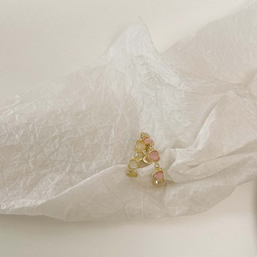 Nhẫn kiểu hở đính đá opal hình trái tim đơn giản thời trang cho nữ