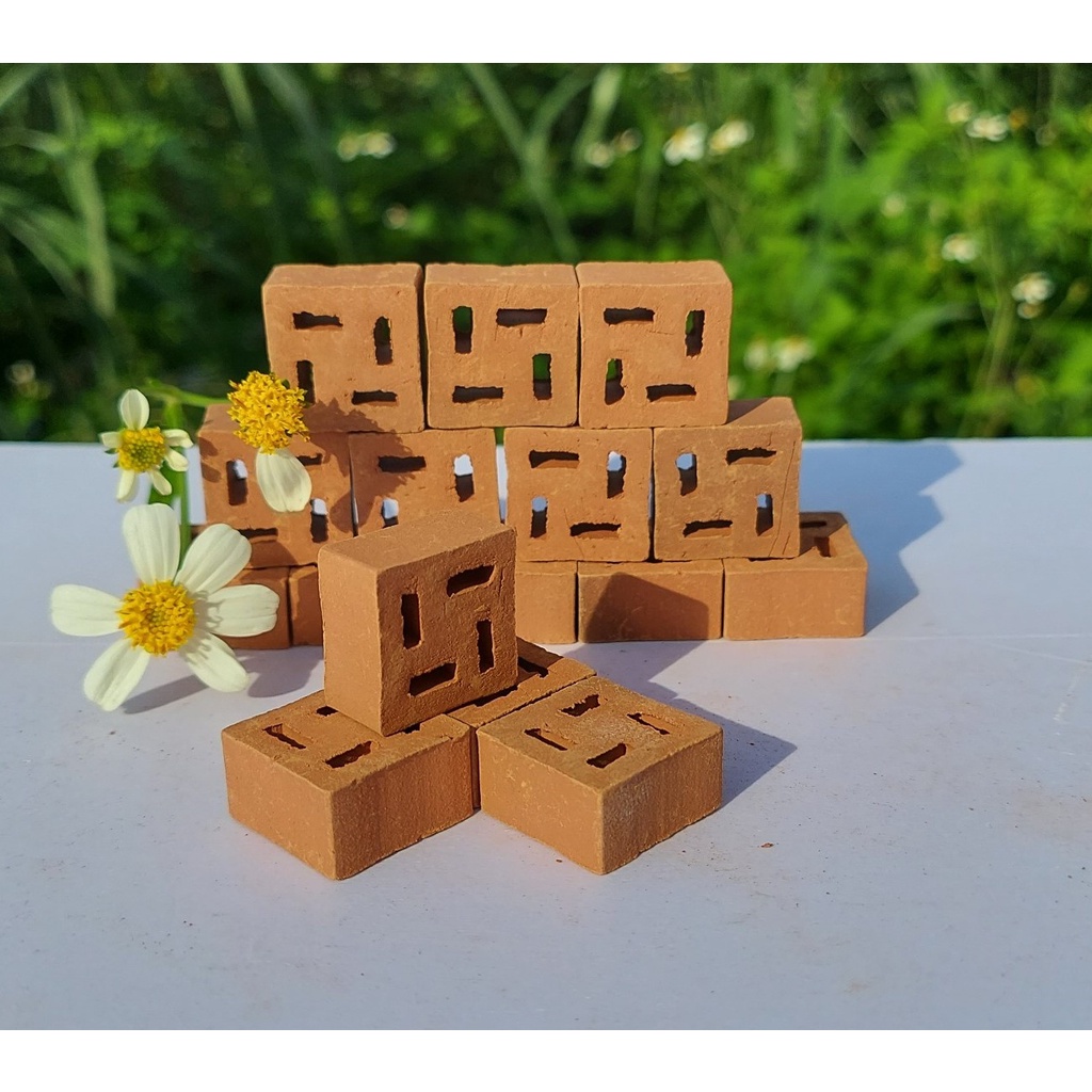100 Viên - GẠCH ỐNG, GẠCH THẺ Mini, Gạch Đất Sét Nung Mô Hình, Tiểu Cảnh.