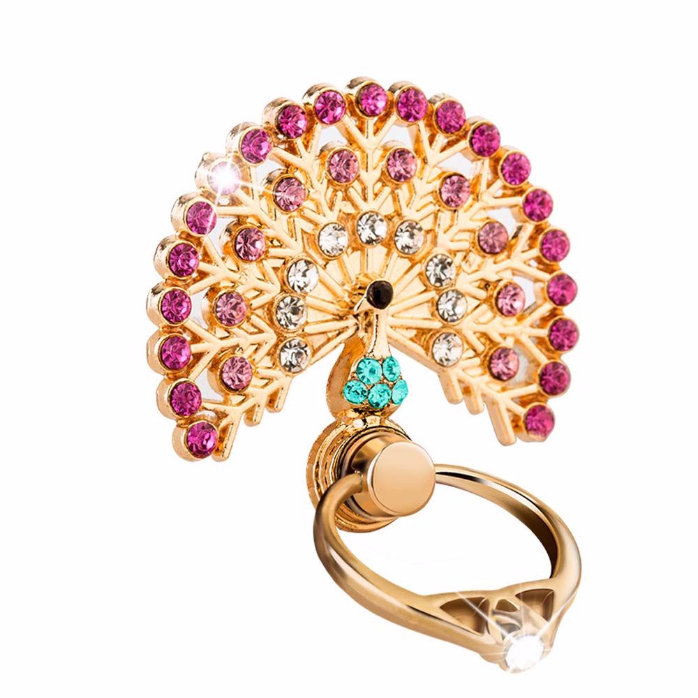 Vòng Nhẫn Đỡ Điện Thoại Bằng Kim Loại Hình Chim Công Nhiều Màu Sang Trọng