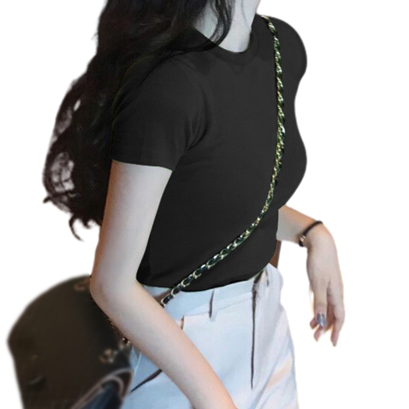 Áo Thun Crop Top Tay Ngắn Cổ Tròn Màu Sắc Đơn Giản Thời Trang Mùa Hè Cho Nữ