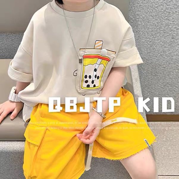 Áo Thun Cotton Tay Lỡ In Hình Trà Sữa Dễ Thương Phong Cách Nhật Bản Hàn Quốc Thời Trang Mùa Hè Cho Bé 2022