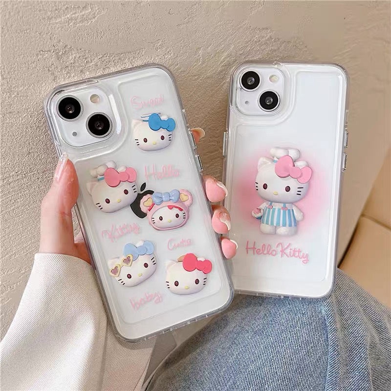 Ốp Điện Thoại HELLO KITTY Cạnh Mềm Chống Sốc Chống Rơi Cho iPhone 11 13 12 X XS Pro Max XR 12 13 Mini