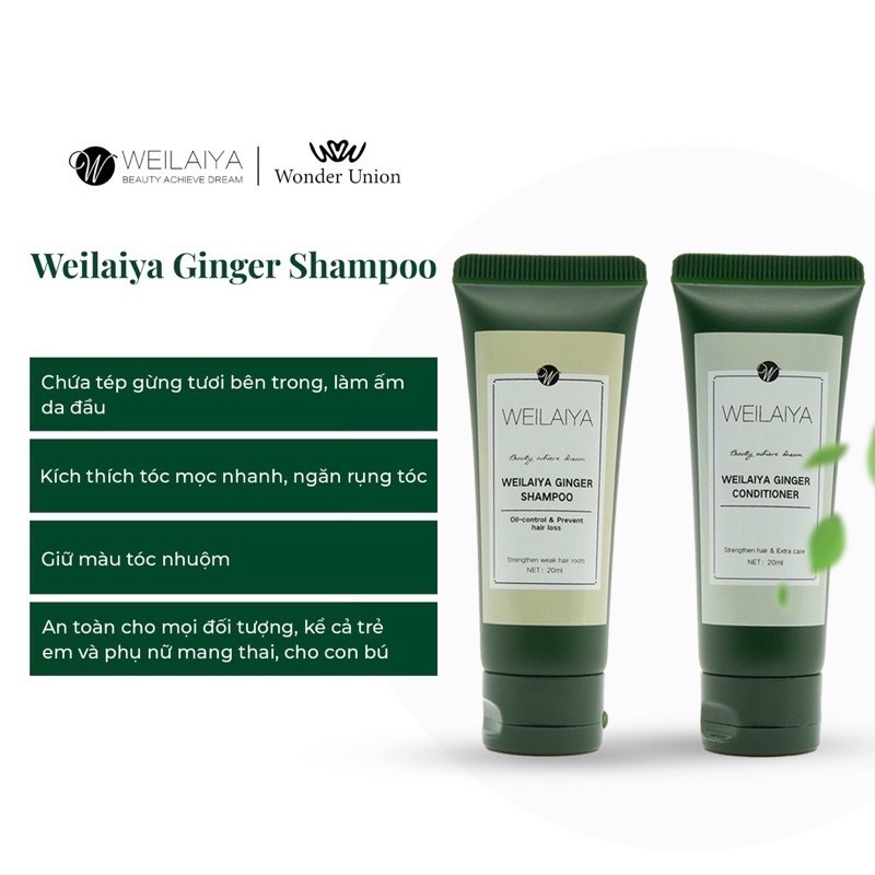 Dầu Gội WEILAIYA Ngăn Rụng Tóc Kích Thích Mọc Tóc Chính Hãng Set Mini 20ml (Giảm Rụng tóc sau 15-20 lần Gội)