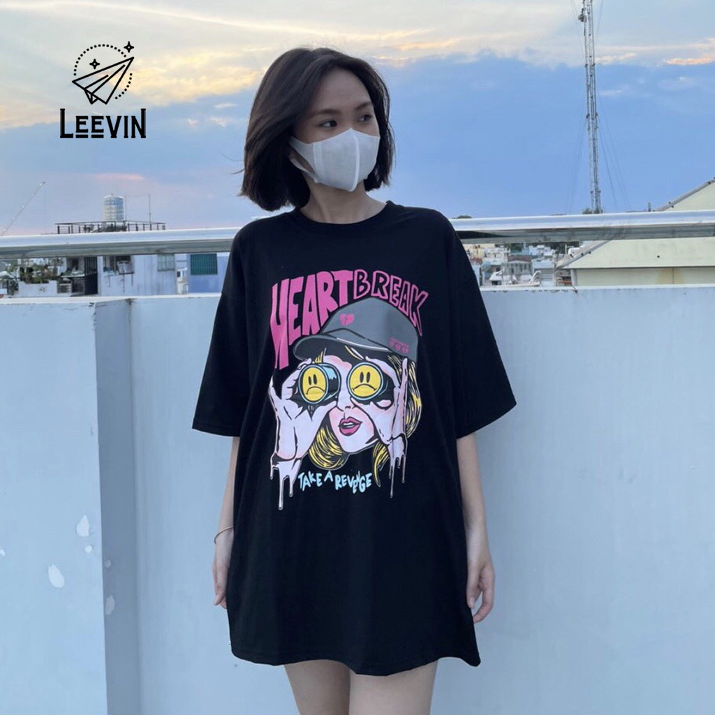 Áo Thun Nam Nữ NELLY Heart Break Form Rộng Ulzzang Unisex - Kiểu áo form rộng tay lỡ Local Brand Leevin Store