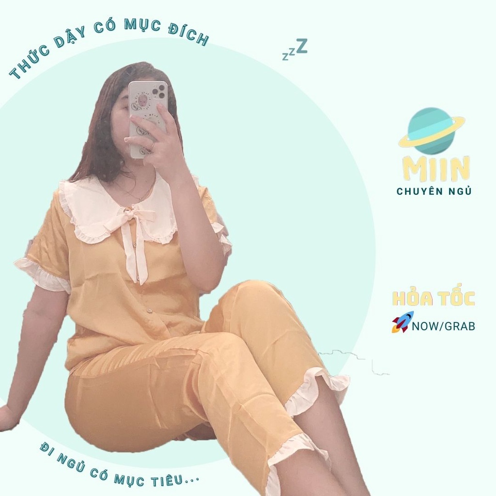 [NGỦ CAO CẤP] BỘ PYJAMA VÀNG TRƠN CỔ BÈO - CHẤT LIỆU LATIN CAO CẤP - PHIÊN BẢN ĐÁNG YÊU