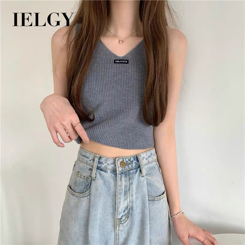 IELGY summer tide short sling knit bottoming outer wear women