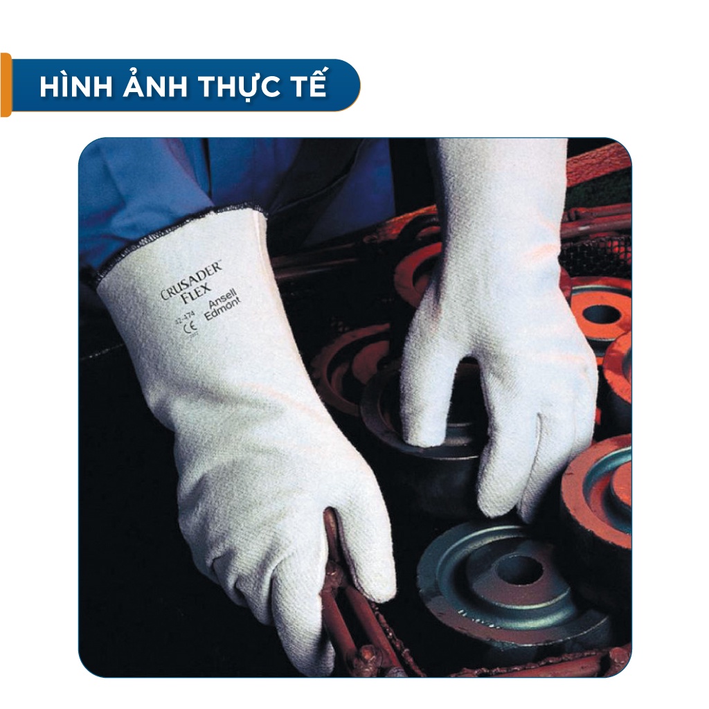 Găng tay chịu nhiệt Ansell 42-474 chống nóng 204 ĐỘ dùng cầm lò nướng, cơ khí luyện kim Bao tay chịu nhiệt - THINKSAFE