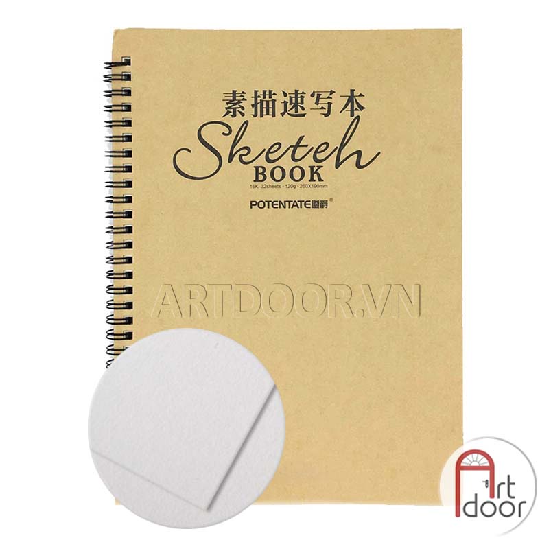 [ARTDOOR] Sổ vẽ Chì POTENTATE Ký Họa 120gsm A4,32 tờ (vân mịn)